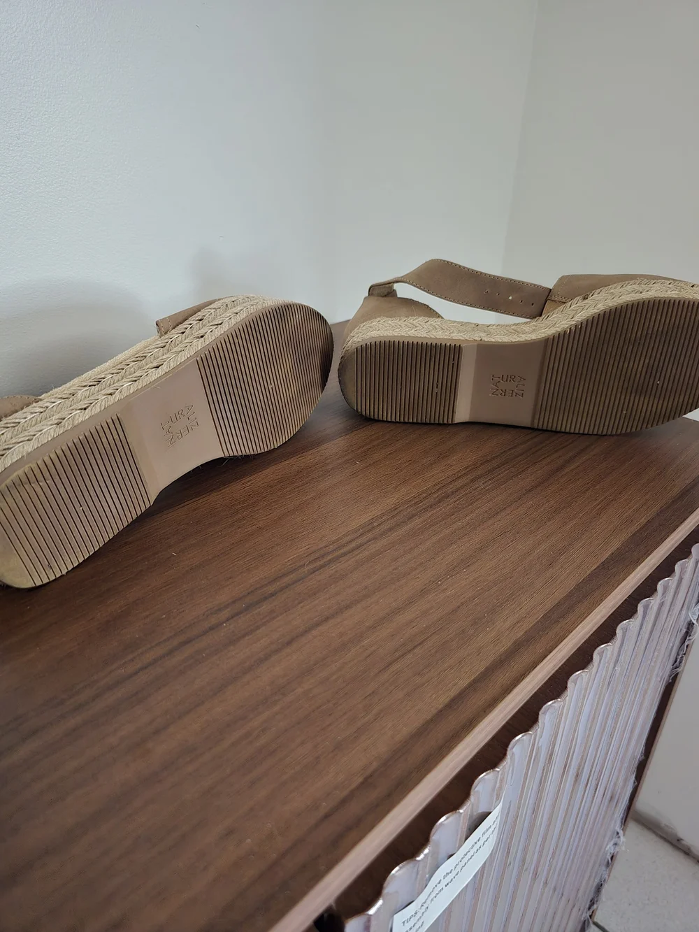 Naturalizer Taupe Espadrille Wedge Sandals with Ankle Strap